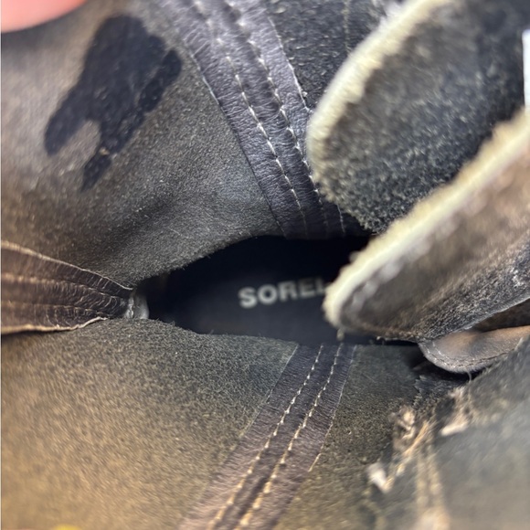 Sorel Lea Wedge Boots Womens Charcoal Grey Leather Lace Up Ankle Booties Size 8 - Picture 9 of 11